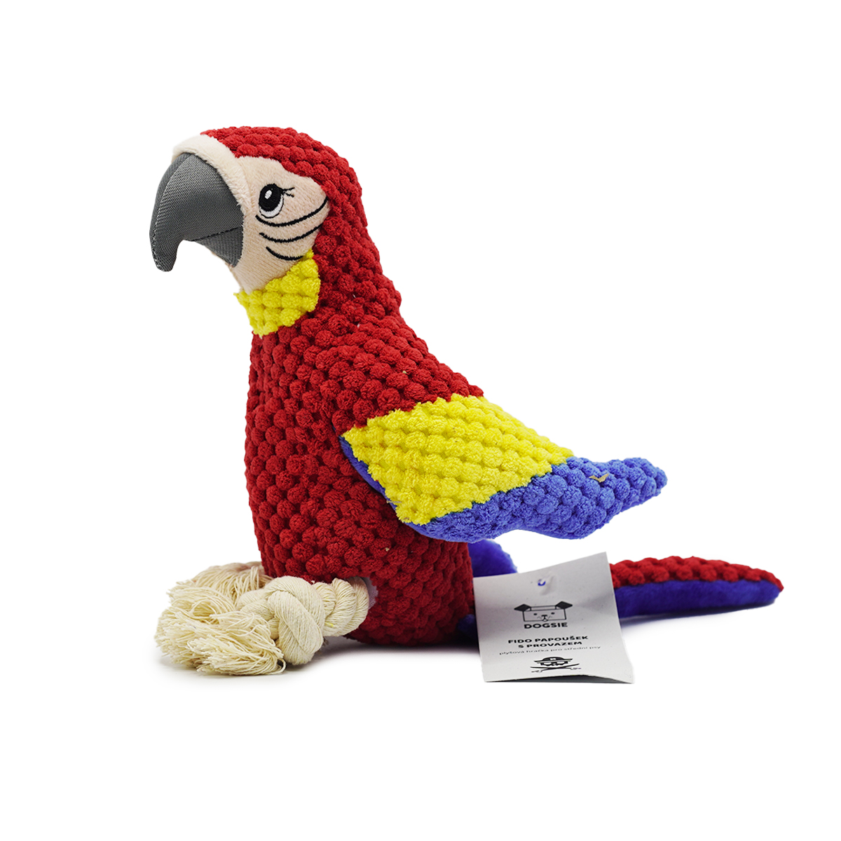 Levně Hračka pro psy - Fido papoušek s provazem - plyšová hračka pro střední psy
